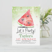Summer Watermelon Geburtstagsparty Einladung (Stehend Vorderseite)