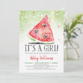 Summer Watermelon Girl Baby Dusche Einladung (Stehend Vorderseite)