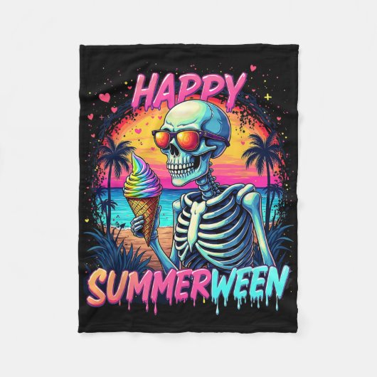 Summer Watermelon Jack-o-lantern Happy Summerween Fleecedecke (Vorderseite)