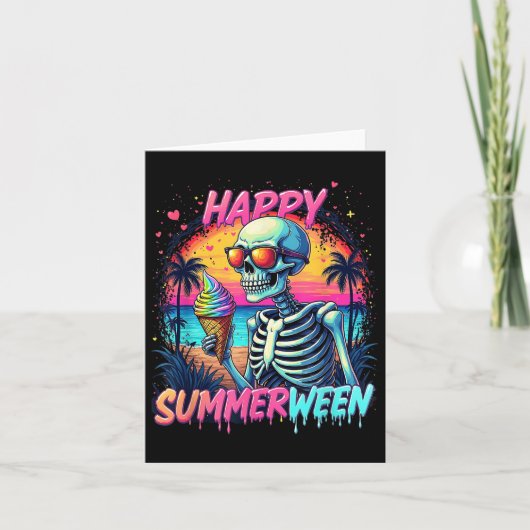 Summer Watermelon Jack-o-lantern Happy Summerween Karte (Vorderseite)