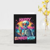 Summer Watermelon Jack-o-lantern Happy Summerween Karte (Gelbe Blume)