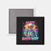 Summer Watermelon Jack-o-lantern Happy Summerween Magnet (Vorderseite/Rückseite)
