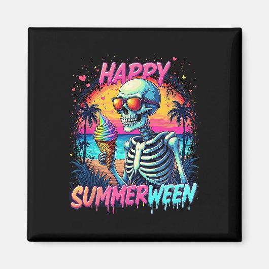 Summer Watermelon Jack-o-lantern Happy Summerween Magnet (Vorne)