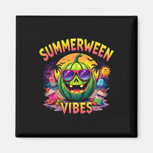Summer Watermelon Jack-o-lantern Summerween Vibes Magnet