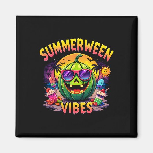 Summer Watermelon Jack-o-lantern Summerween Vibes Magnet (Vorne)