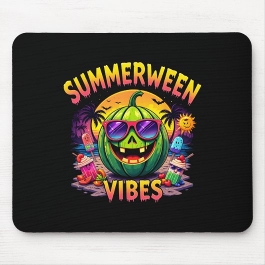 Summer Watermelon Jack-o-lantern Summerween Vibes Mousepad (Vorne)