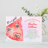 Summer Watermelon Niedlich Girl Baby Dusche Einladung (Stehend Vorderseite)