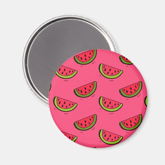 Summer Watermelon on Pink Pattern Magnet (Vorderseite/Rückseite)