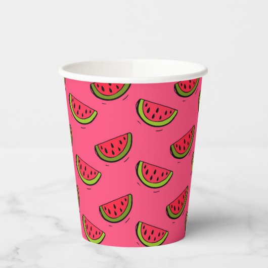 Summer Watermelon on Pink Pattern Pappbecher (Links)