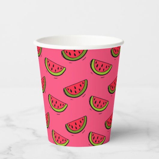 Summer Watermelon on Pink Pattern Pappbecher (Vorderseite)