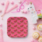 Summer Watermelon on Pink Pattern Pappteller (Party)