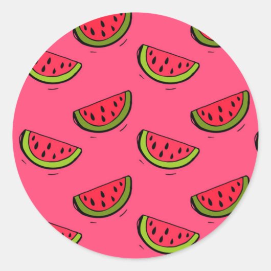 Summer Watermelon on Pink Pattern Runder Aufkleber (Vorderseite)