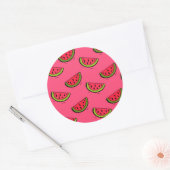 Summer Watermelon on Pink Pattern Runder Aufkleber (Umschlag)