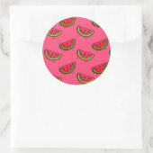 Summer Watermelon on Pink Pattern Runder Aufkleber (Tasche)