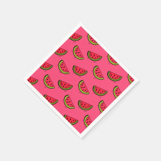 Summer Watermelon on Pink Pattern Serviette (Ecke)