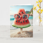 Summer Watermelon Popsicle mit Sonnenbrille Karte (Gelbe Blume)