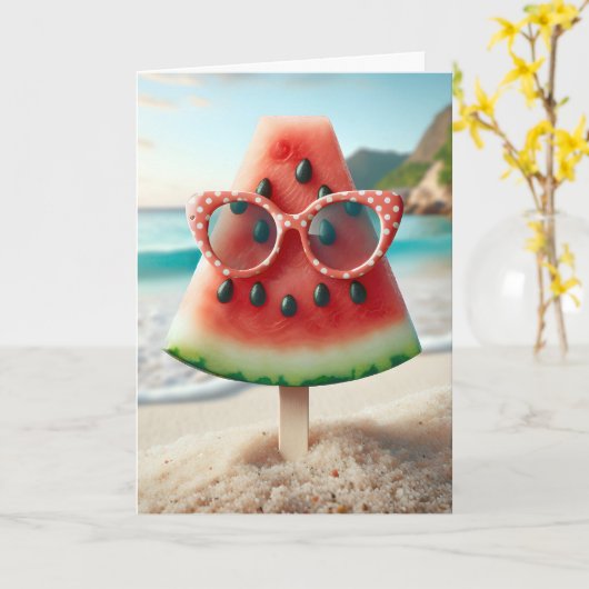 Summer Watermelon Popsicle mit Sonnenbrille Karte (Gelbe Blume)
