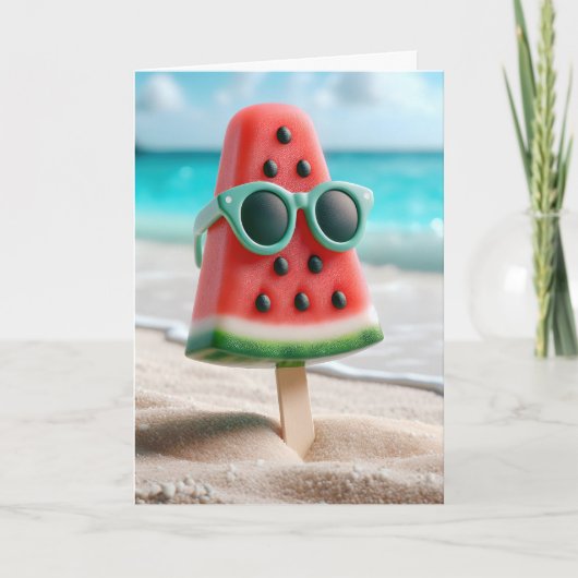 Summer Watermelon Popsicle mit Sonnenbrille Karte (Vorderseite)