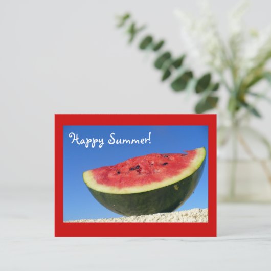 Summer Watermelon Postcard Postkarte (Stehend Vorderseite)