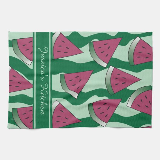 Summer Watermelon Print Kittuch mit Name Geschirrtuch (Horizontal)