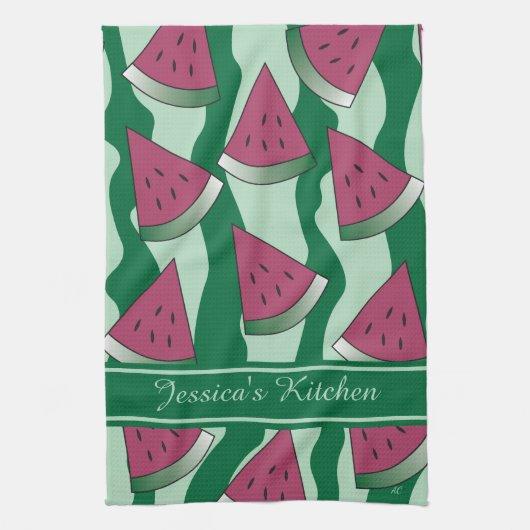 Summer Watermelon Print Kittuch mit Name Geschirrtuch (Vertikal)