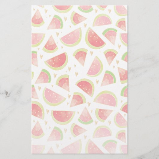 Summer Watermelon Slices & Gold Herzdesign Briefpapier (Vorderseite)