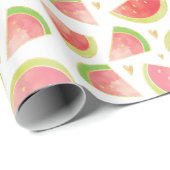 Summer Watermelon Slices & Gold Herzdesign Geschenkpapier (Rolleneckpunkt)