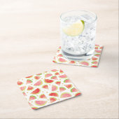 Summer Watermelon Slices & Gold Herzdesign Rechteckiger Pappuntersetzer (Vor Ort)
