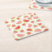 Summer Watermelon Slices & Gold Herzdesign Rechteckiger Pappuntersetzer (angewinkelt)