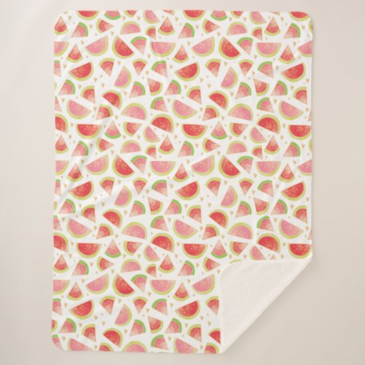 Summer Watermelon Slices & Gold Herzdesign Sherpadecke (Vorderseite)