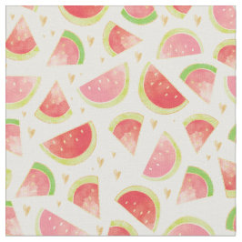 Summer Watermelon Slices & Gold Herzdesign Stoff