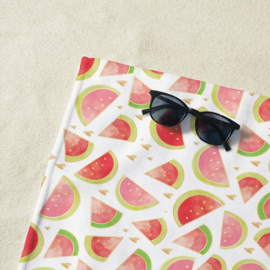 Summer Watermelon Slices & Gold Herzdesign Strandtuch (Beispiel)