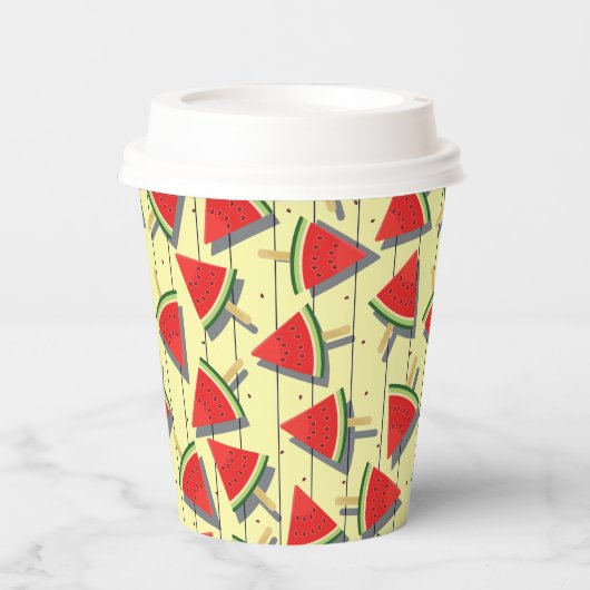 Summer Watermelon Slices Pattern, rot und grün Pappbecher (Vorderseite)