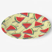 Summer Watermelon Slices Pattern, rot und grün Pappteller (Schrägansicht)