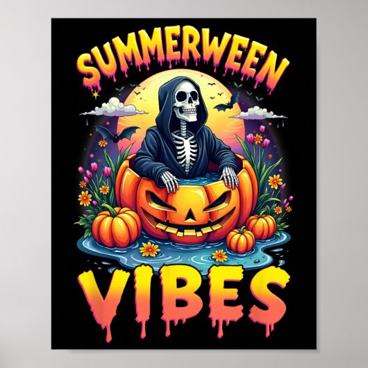 Summer Watermelon Summerween Vibes Skeleton Jack-o Poster (Vorne)