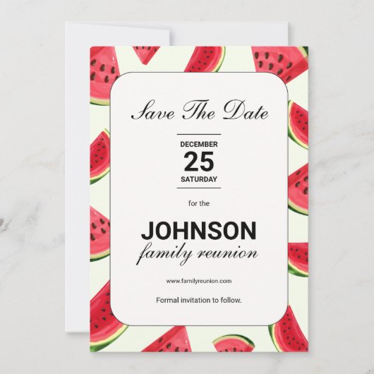 Summer Watermelon Theme Family Wiedersehen Save The Date (Vorderseite)