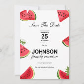 Summer Watermelon Theme Family Wiedersehen White Save The Date (Vorderseite)