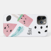 Summer Watermelon Tropical Leaf and Seeds Case-Mate iPhone Hülle (Rückseite (Horizontal))
