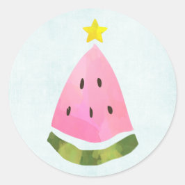 Summer Watermelon Weihnachten Weihnachtsbaum Runder Aufkleber