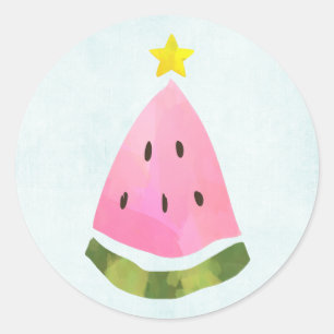 Summer Watermelon Weihnachten Weihnachtsbaum Runder Aufkleber