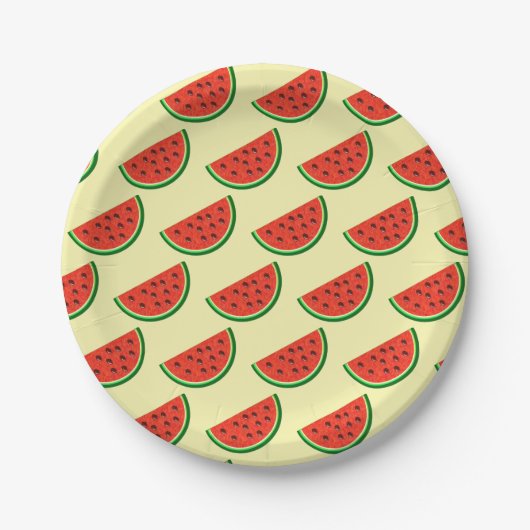 Summer Watermelon Yellow Gift Wrapping Paper Pappteller (Vorderseite)
