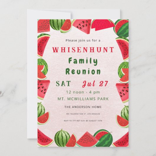 Summer Watermelons Frame | Karo Family Wiedersehen Einladung (Vorderseite)
