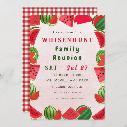 Summer Watermelons Frame | Karo Family Wiedersehen Einladung (Vorne/Hinten)