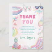 Summer Waterslide Girl Birthday Party Dankeskarte (Vorderseite)