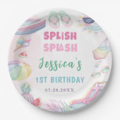 Summer Waterslide Girl Birthday Party Pappteller (Vorderseite)
