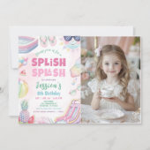 Summer Waterslide Girl Birthday Party Photo Einladung (Vorderseite)