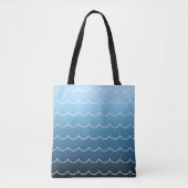 Summer Wave Muster Light Blue to Navy Gradient Tasche (Vorderseite)