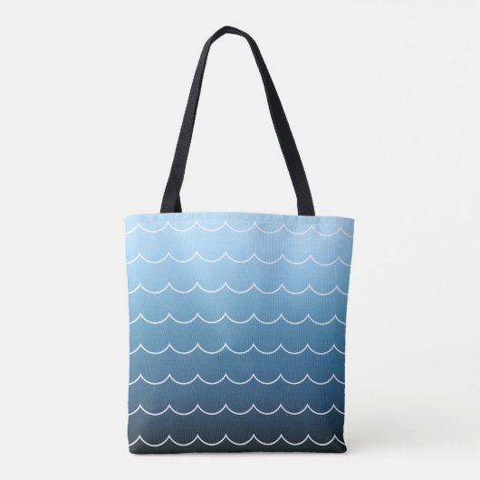 Summer Wave Muster Light Blue to Navy Gradient Tasche (Rückseite)