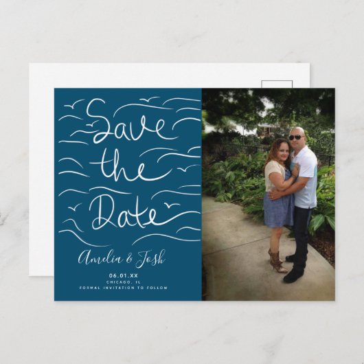 Summer Waves Beach Save the Date Foto Postkarte (Vorne/Hinten)