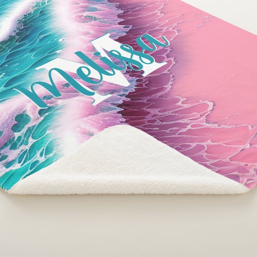 Summer Waves in Pink II Monogramm Sherpadecke (3/4)